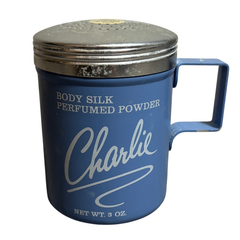 Revlon Charlie Body Silk Perfumed Powder‎ Blue Metal Canister 3 Oz Vintage